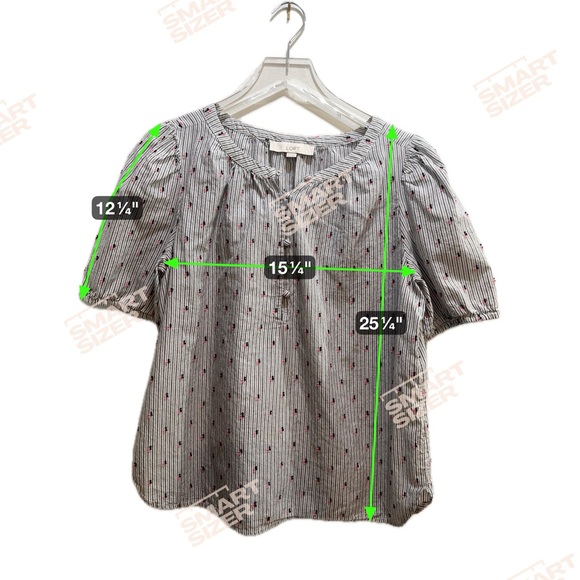 LOFT Women's Pinstripe Blouse - Black, White, and Red - Picture 6 of 6